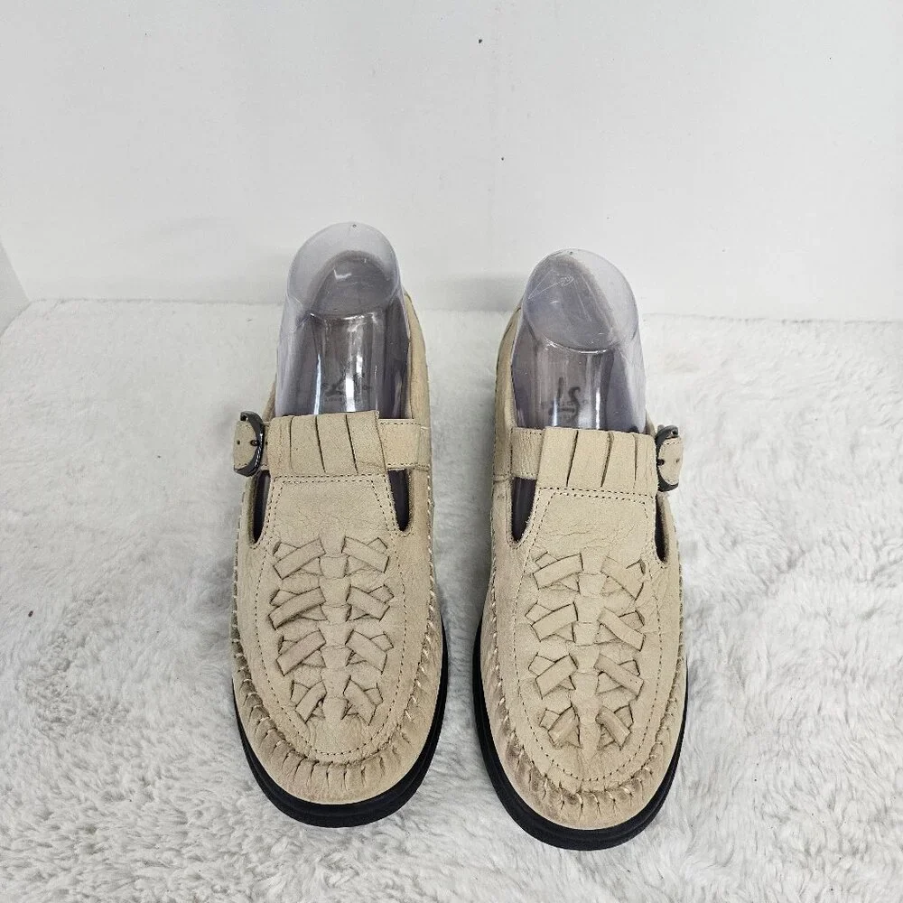 Lifestride Studio Durango Cream Sandal Mary Jane Fisherman Moccasin Leather 9.5